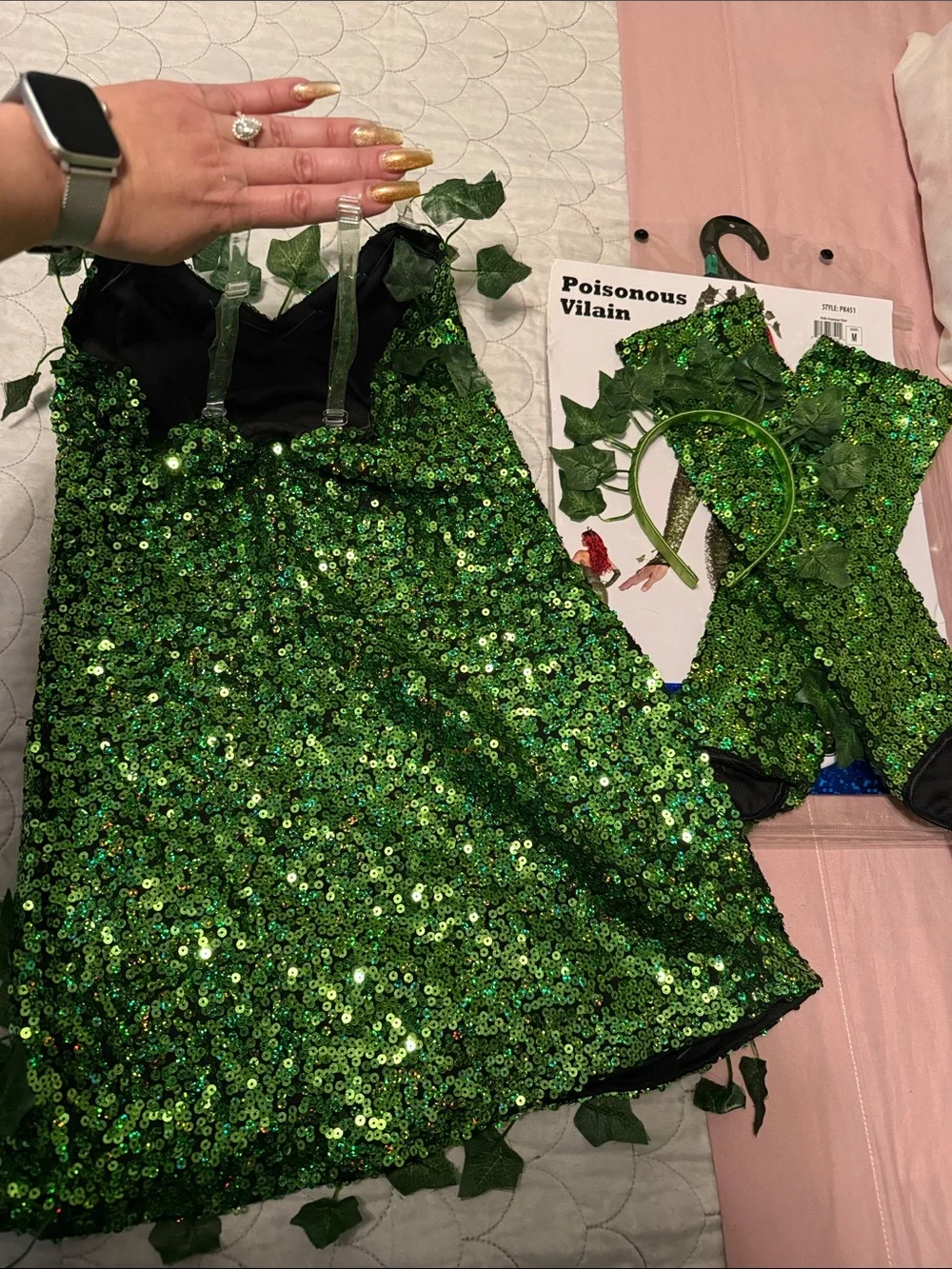 Party King Poisonous Villain Women's Green Sequin Costume